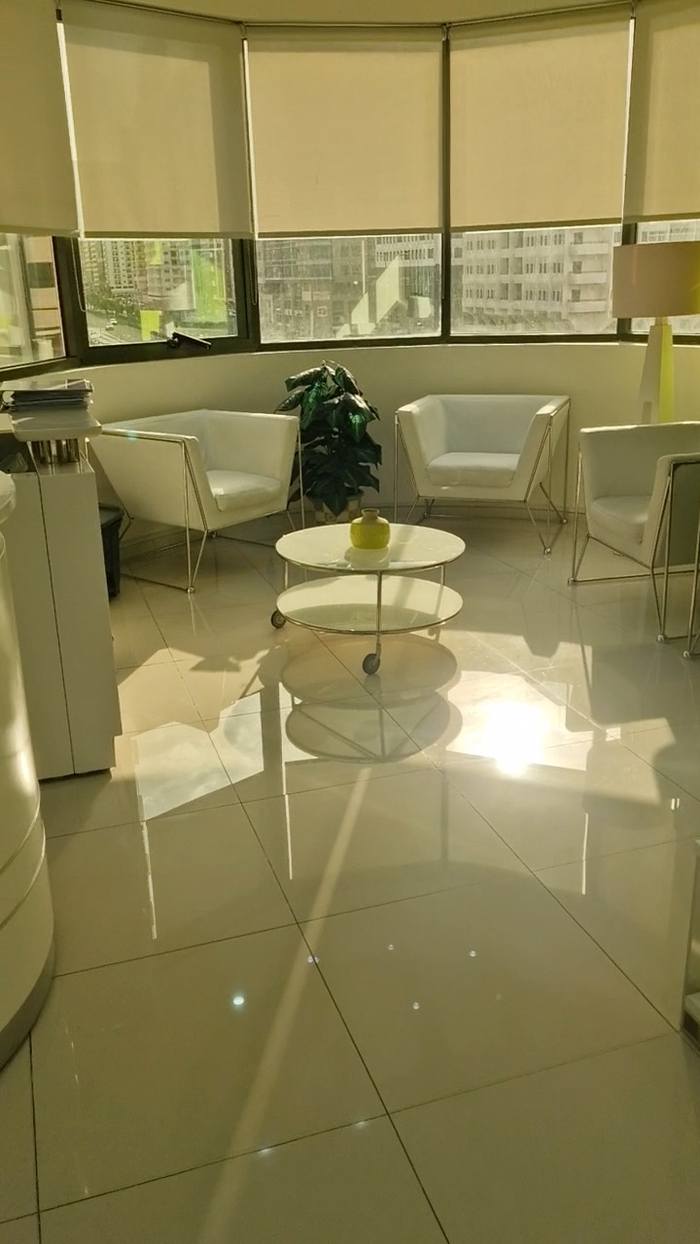 Seating area by the windows